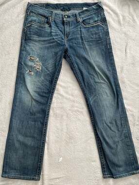 Ariat Boyfriend Jeans Size 32R Animal Print Distressed Straight Leg